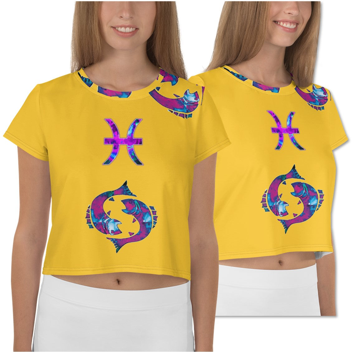 Girls Graphic Crop Tee. Waist length Crop Top- Pisces. WickedYo.